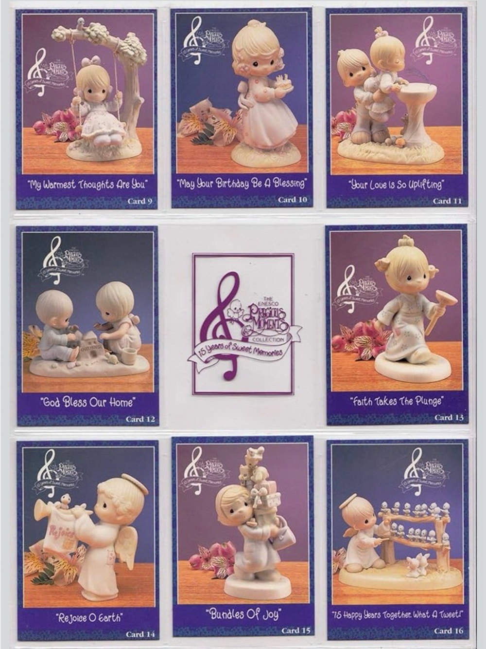 1992 PRECIOUS MOMENTS 15 YEARS OF SWEET MEMORIES COMPLETE BASIC TRADING CARD SET